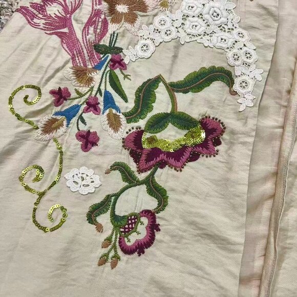 NWOT Johnny Was Bamboo KIMONO Embroidered Beaded sequins Floral Coat Jacket Sz S - Picture 7 of 16